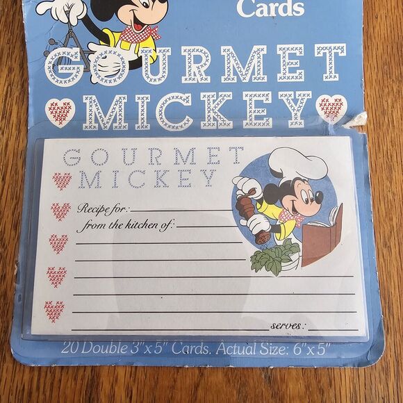 RARE VINTAGE SEALED Gourmet Mickey Mouse 3" x 5" Recipe Index Cards 20 Pack - Picture 2 of 4